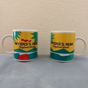 Meyers's Original Dark Rum Coffee Mug Cup Set Gift Carribean Palm Trees